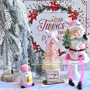 Pink Christmas Tree & Mini Pink Gnome For Your Tier Trays